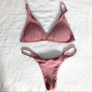 Light Pink Triangle Thong Bikini